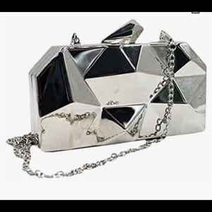 🔥 Women Lattice Pattern Metal Handbag Chain Geometric Evening Clutch Purse